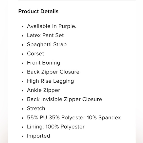 Fashion Nova Latex Pant Set - Picture 5 of 5